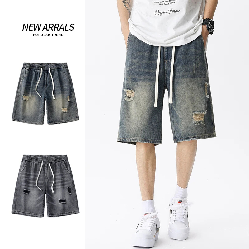Streetwear Brand Shorts - Yaz ince Denim şort erkek Retro