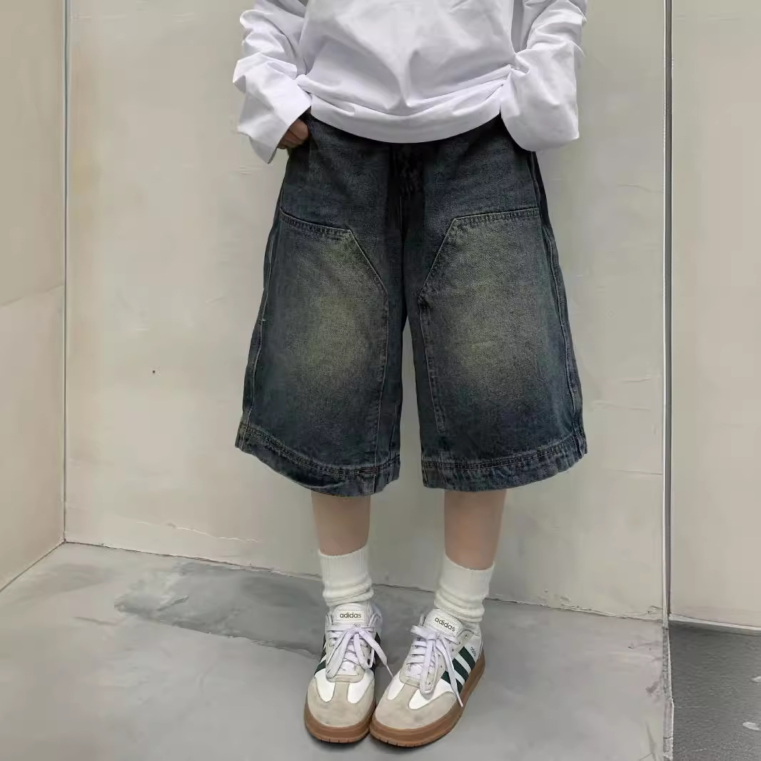 Streetwear Brand Shorts - Kadınlar Y2K Vintage Bol Paça Kot
